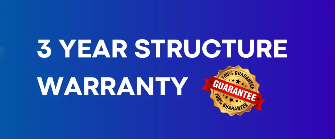 Informative image highlighting the 3-year structural warranty on all DeSite products for sale