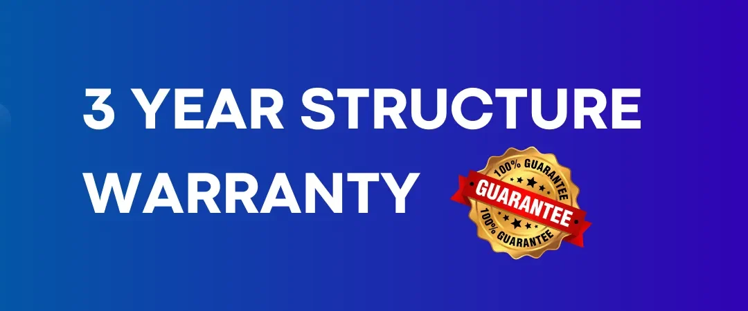 Informative image highlighting the 3-year structural warranty on all DeSite products for sale